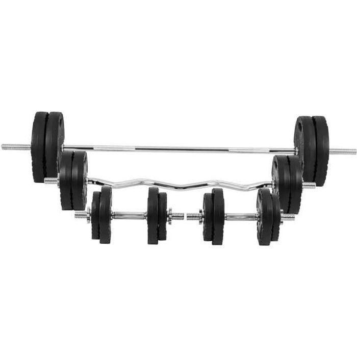 Pachet complet bară piept+ bară z+ gantere+ discuri cu grip 100 kg